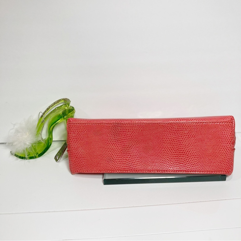 Ralph Lauren Peach Reptile Embossed Brush or Makeup Bag Zipper Top - Picture 7 of 9